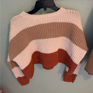 moon & madison Colorblock Sweater - Cream, Tan, and Brown